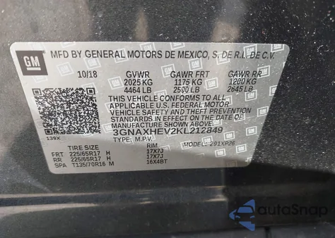 2019 Chevrolet Equinox Ls from USA, damaged, VIN 3GNAXHEV2KL212849